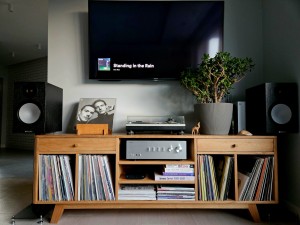 Dębowa komoda na płyty winylowe 